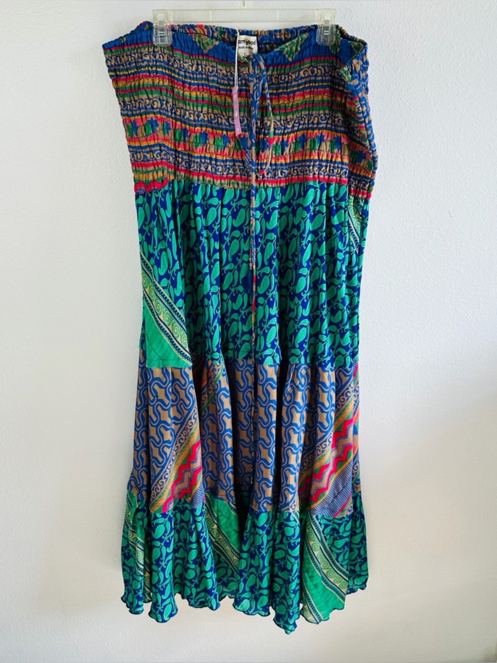 Darn Good Yarn Blue Green Boho Silk Blend Skirt Dress Size 14-32 NWT